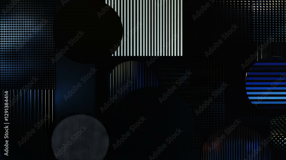 Poster Geometric abstract design with overlapping circles and triangles