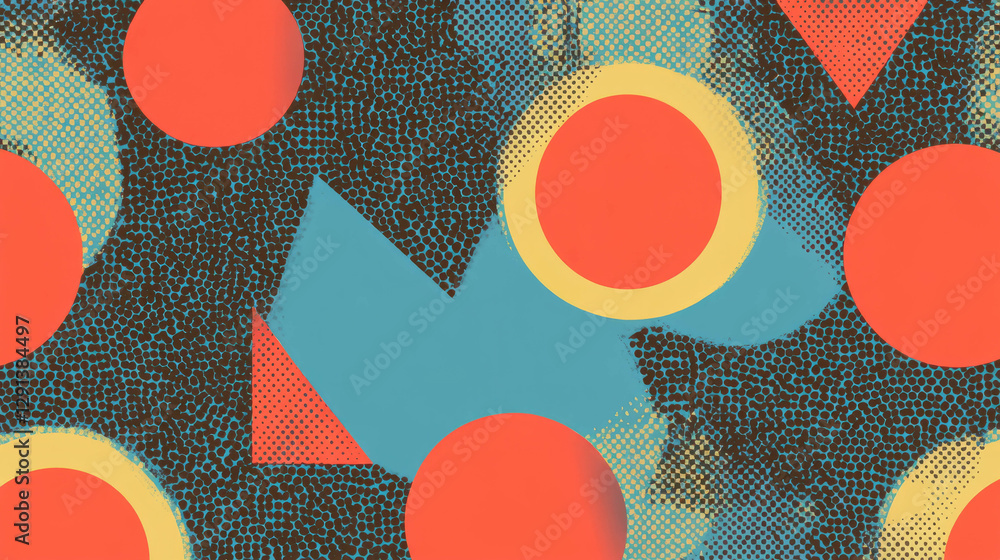 Poster Abstract geometric pattern with overlapping circles and triangles for modern design