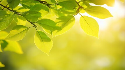 Close Up of Green Leaves with Sunlight and Dew Drops