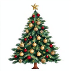 Beautifully Decorated Christmas Tree with Ornaments and Star