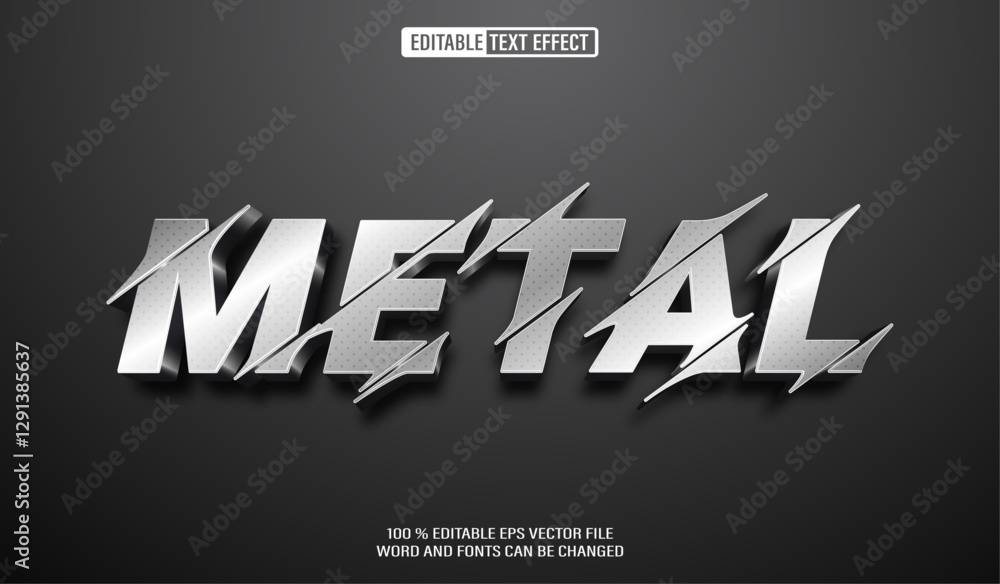 Poster editable 3d text style effect - grey metalic text effect template