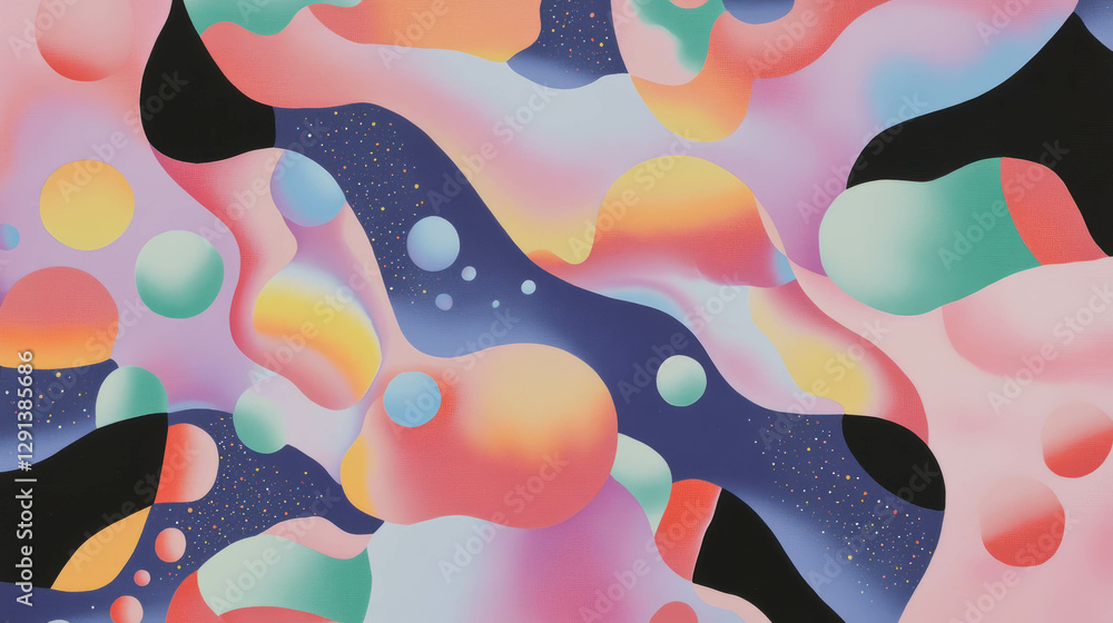 Poster Colorful abstract pattern with organic shapes and vibrant gradient background for creative design
