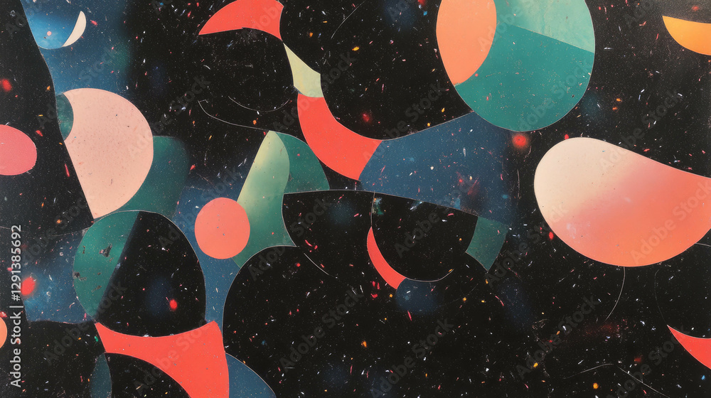 Poster abstract cosmic shapes in vibrant colors design for creative projects