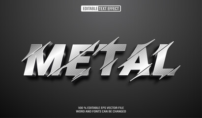 Editable 3d text style effect - Grey Metalic text effect Template	