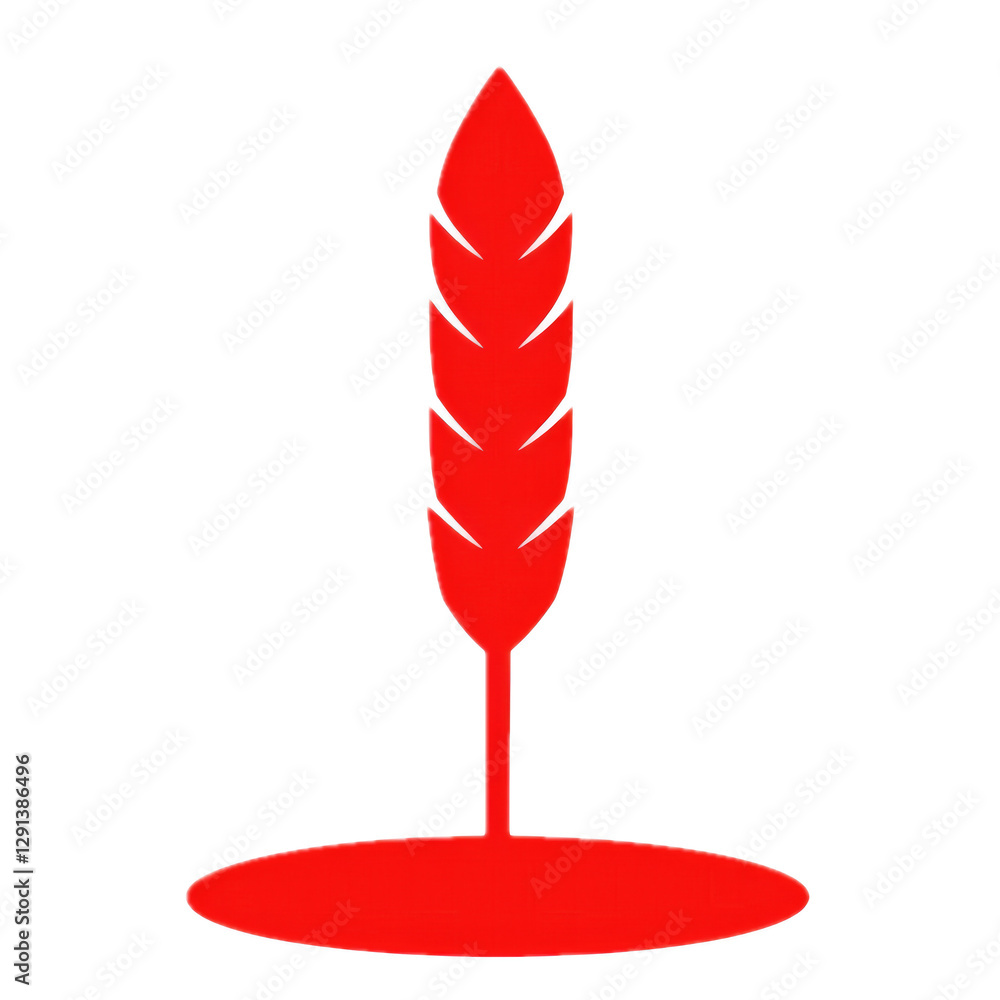 Poster red feather icon on a simple background