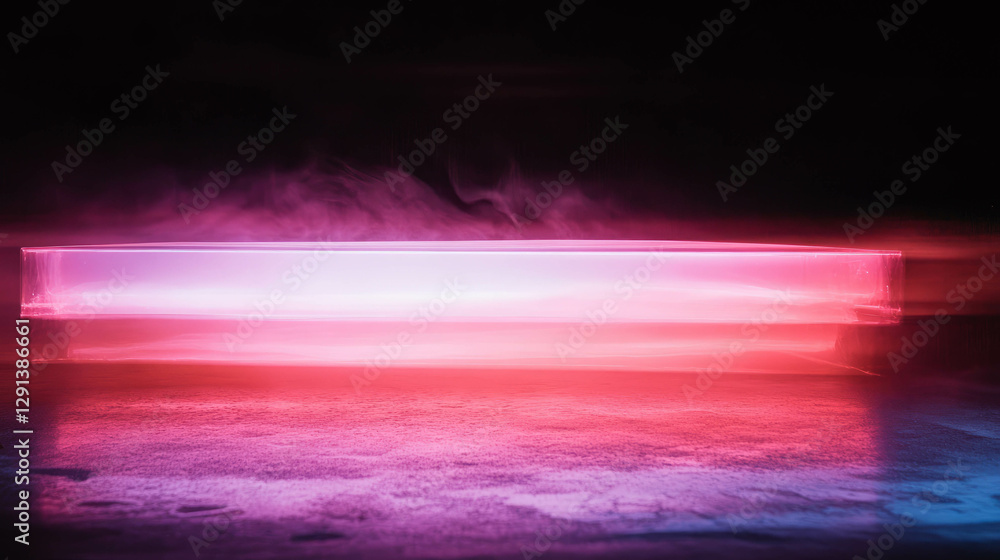 Poster Futuristic pink light background creating depth with neon layers for design