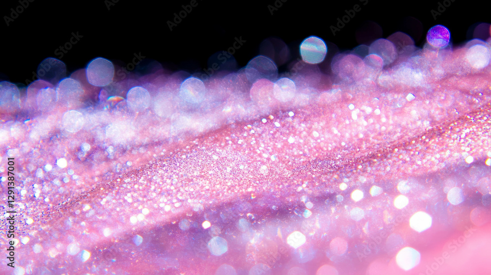 Poster enchanting abstract pink light reflections on faceted surface for modern design