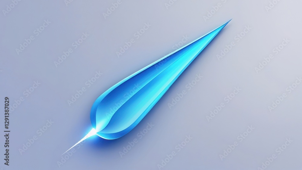 Poster sleek modern comet tail icon rendered in blue gradient on light gray background showing abstract des