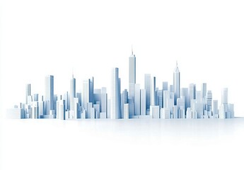 Fototapeta premium Minimalist Cityscape with White Background and Modern Buildings