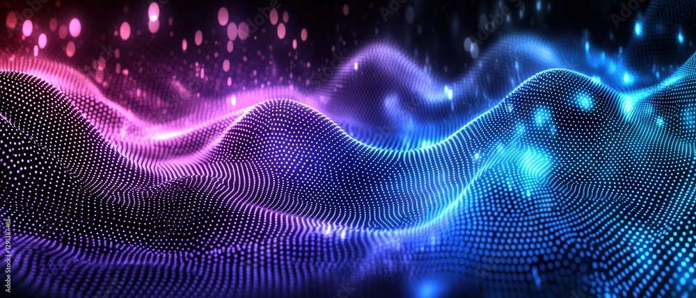 Poster abstract background featuring interconnected dots and lines creating a digital network design