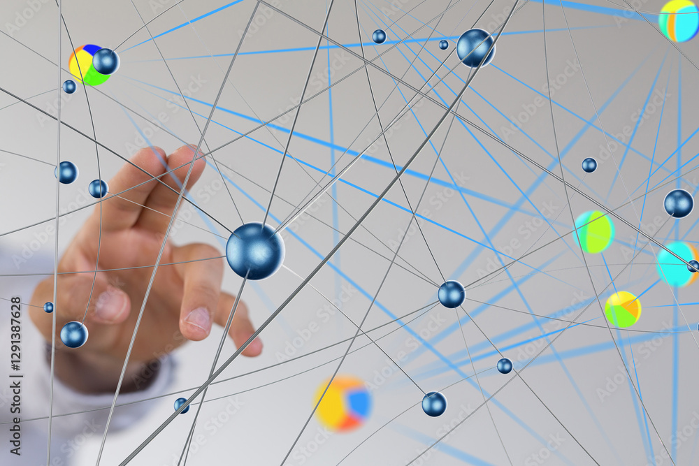 Poster conference digital network and data concept 3d