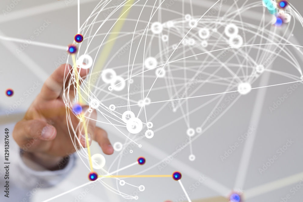 Aufkleber neural network 3d illustration. big data and cybersecurity