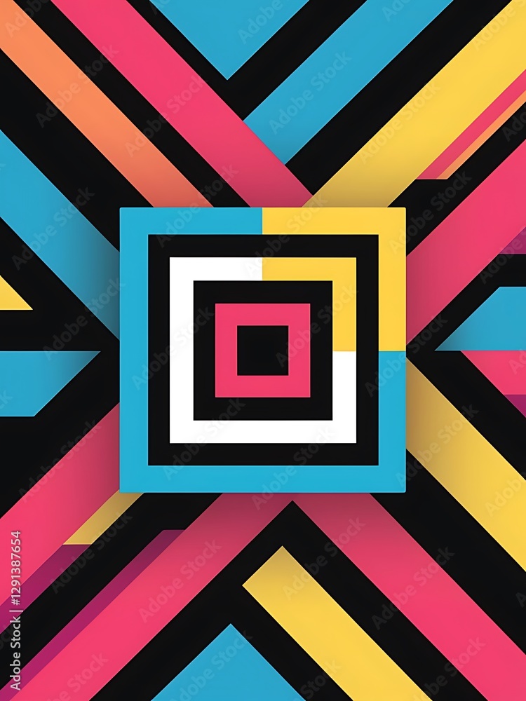 Poster color square composition with text geometric abstract background vector illustration