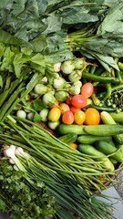 Fresh vegetables for cooking. Vegetables contain dietary fiber that helps cleanse the intestines.