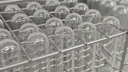 Scientific test tubes in storage. Science experiment concept.