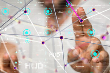 Neural network 3D illustration. Big data and cybersecurity - 3d