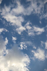 Summer blue sky cloud gradient light white background. Gloomy vivid cyan landscape in environment day horizon skyline view spring wind