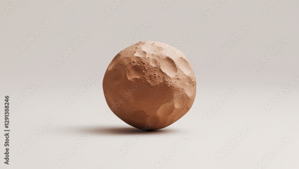 Aufkleber small rounded asteroid icon with a rough surface texture and crater details in beige background