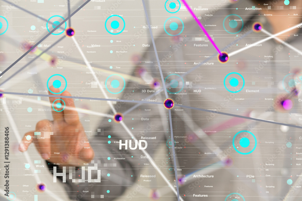 Aufkleber Neural network 3D illustration. Big data and cybersecurity - 3d