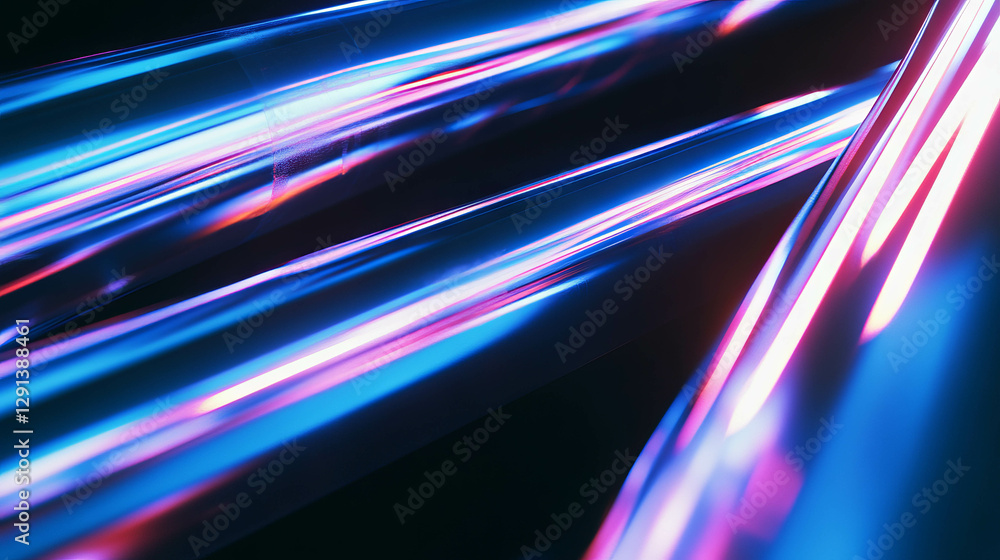 Poster futuristic abstract background with reflective light on metallic pipes for modern design