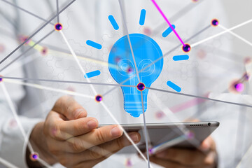 Neural network 3D illustration. Big data and cybersecurity - 3d