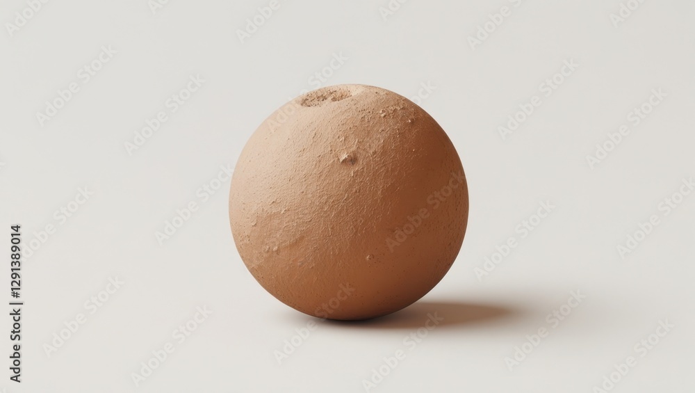 Poster textured sphere object with rough surface in earth tones on neutral background