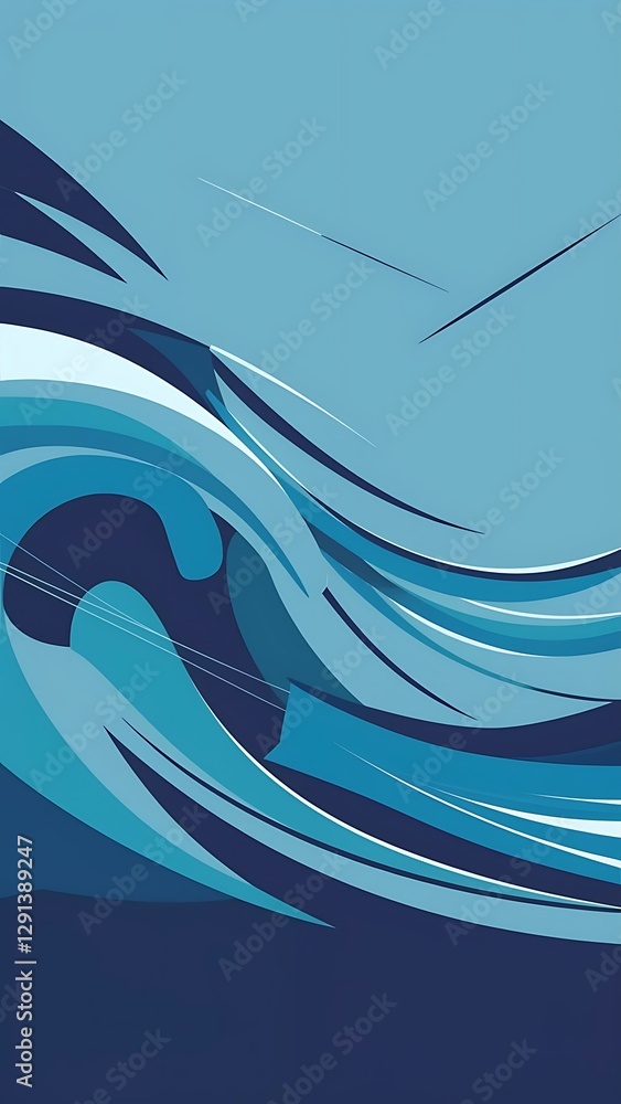 Poster abstract wave background dynamic geometric shapes composition simple modern design futuristic banner