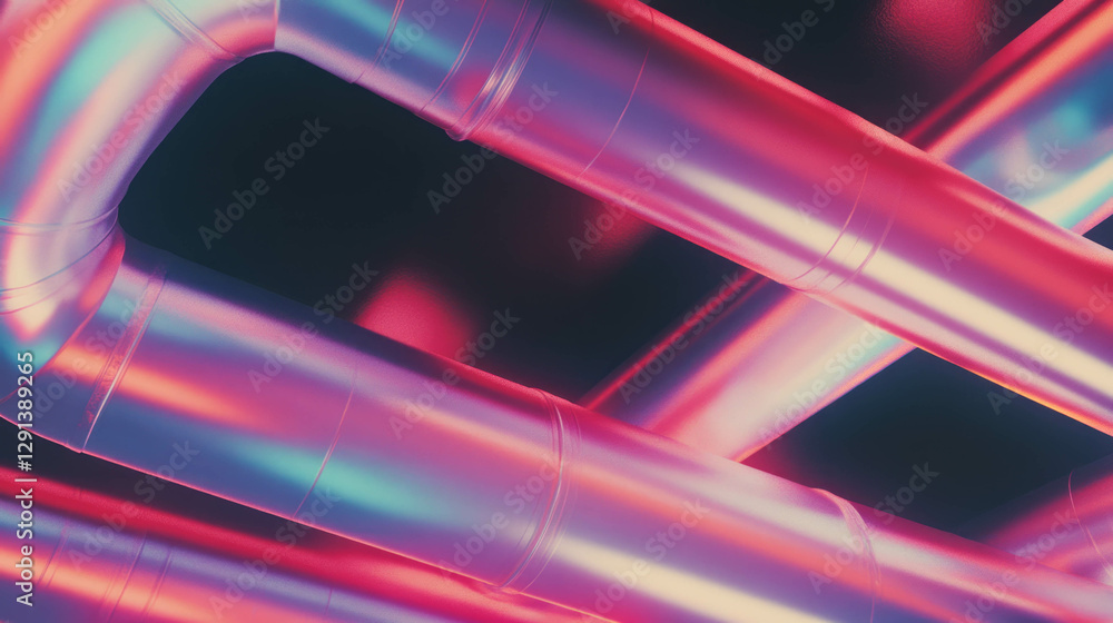 Poster futuristic pipes with subtle color gradients for background design