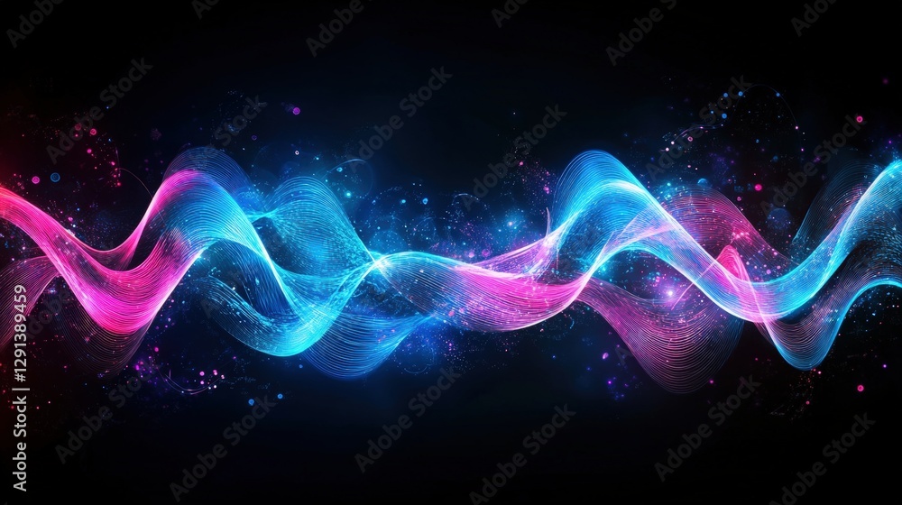 Poster abstract colorful music wave background with dynamic flowing patterns and textures
