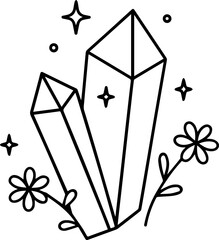 Fototapeta premium flower Keep growing concept Crystals and flowers illustration with sparkling accents.