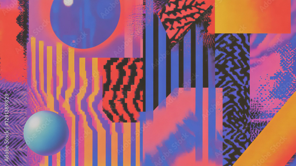 Poster vibrant geometric pixel art background with abstract patterns for creative design