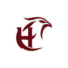 Fototapeta premium Modern Minimalist Letter H Phoenix Head Logo Design
