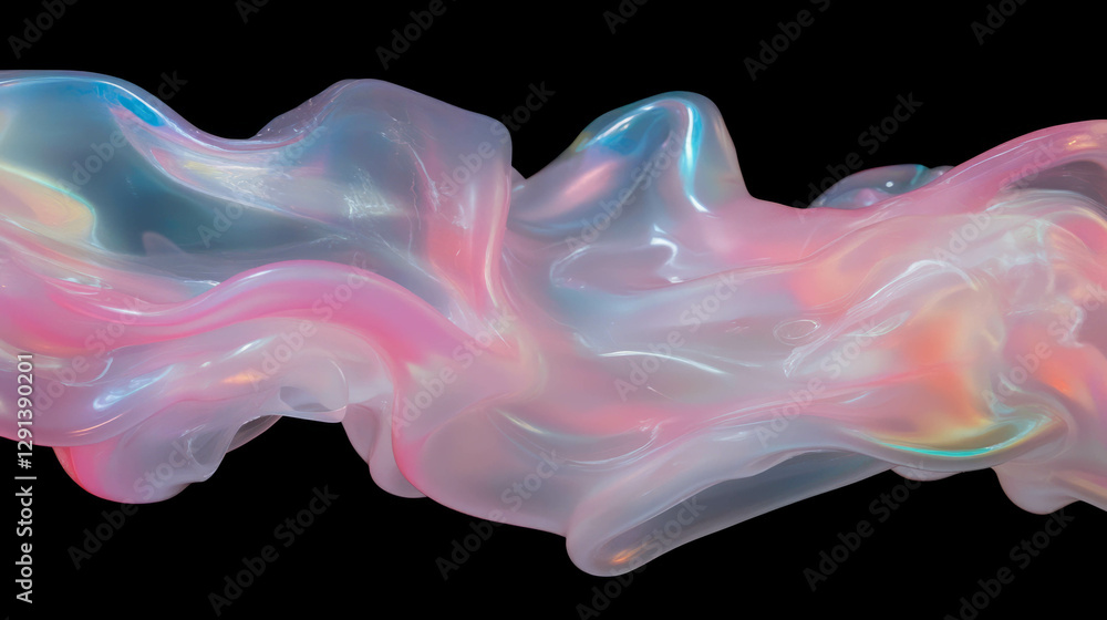 Poster abstract marbled texture with iridescent plastic waves for design