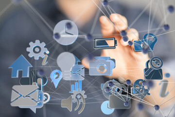 Futuristic in Industry 4.0 and business virtual diagram