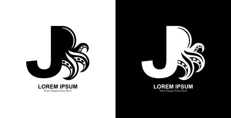 octopus shaped logo design combined with the letter J © Yohanes