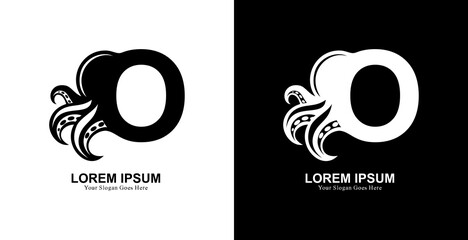 octopus shaped logo design combined with the letter O © Yohanes