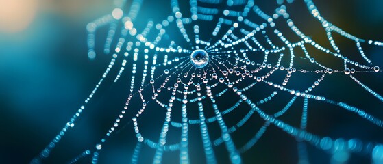 Flora and conservation in growth a closeup of a spider web with dew nature morning beautiful macro view