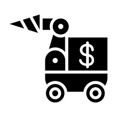 Cryptocurrency mining icon in glyph style