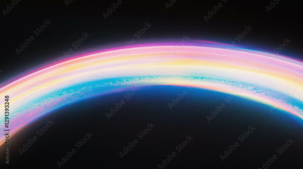 Poster rainbow light arc on dark background creating a sense of wonder and mystery