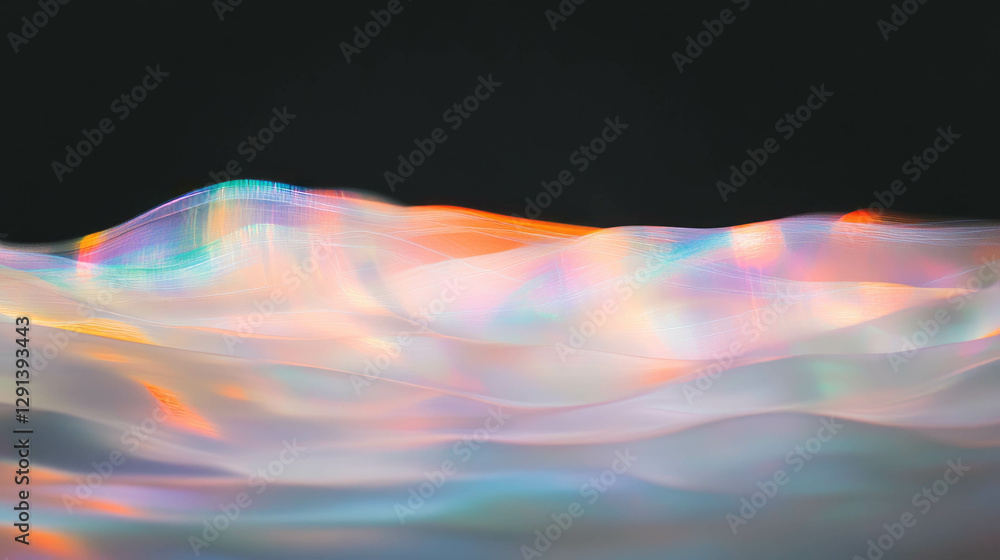 Poster dreamy abstract background with rainbow light waves and ethereal glow for creative design