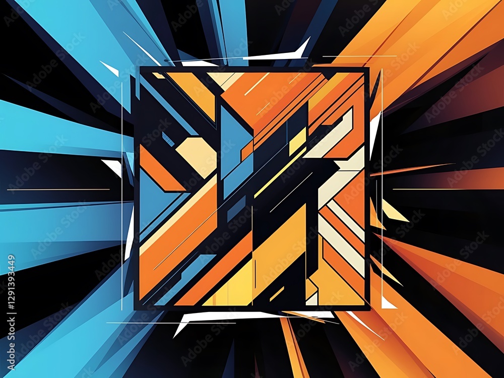 Poster color square composition with text geometric abstract background vector illustration