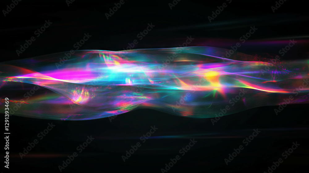 Poster vibrant rainbow light waves creating abstract geometric patterns for modern design