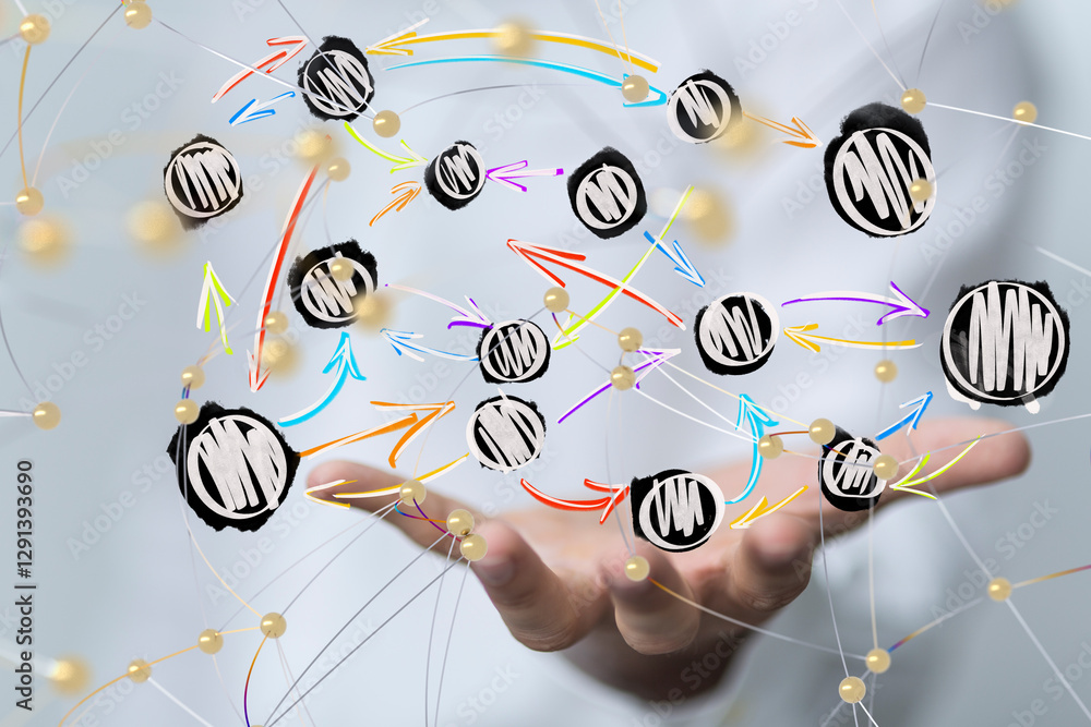 Poster abstract technology group and data 3d
