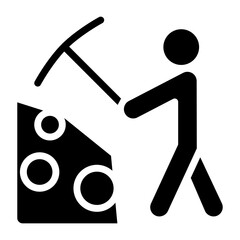Mining industry icon in glyph style
