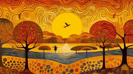 a lake at sunset that is rich and peaceful