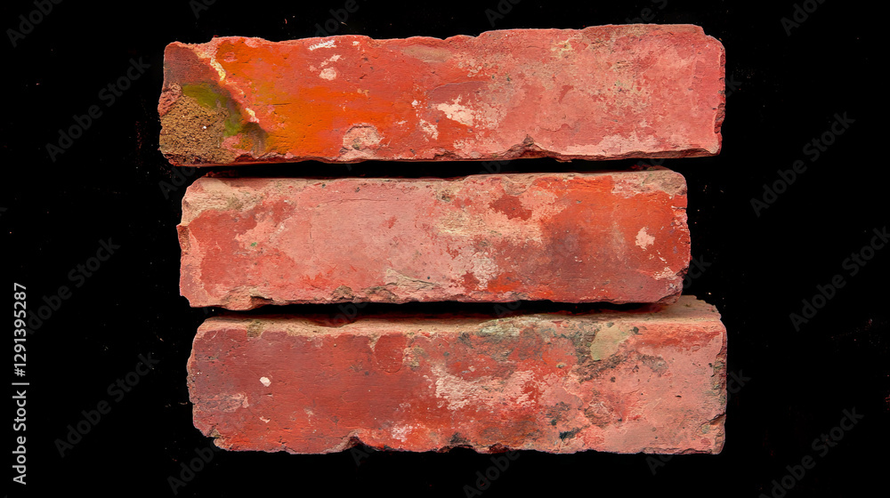 Poster Red brick wall texture with rectangular blocks for architectural design