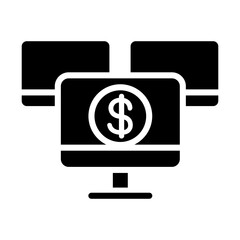 Crypto mining icon in glyph style