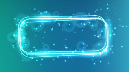 Obraz premium Neon rectangular frame with shining effects and sparkles