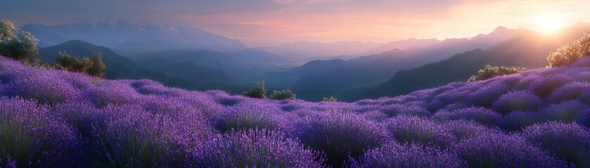Obraz premium Flora conservation growth lavender fields natural landscape sunset viewpoint environmental beauty