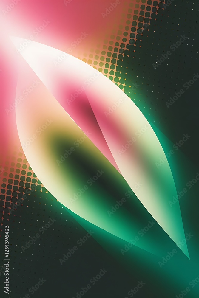 Poster abstract pink green soft diagonal shape light and shadow with halftone dots background